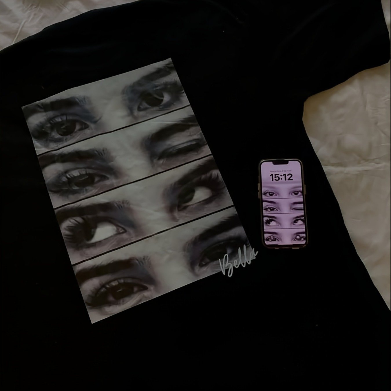 TEMU T-shirt - Eye Color & , Matching Couple Gift, Round Neck Casual Tee, Machine Washable For Wear (izable For Dates, Weddings, Everyday)