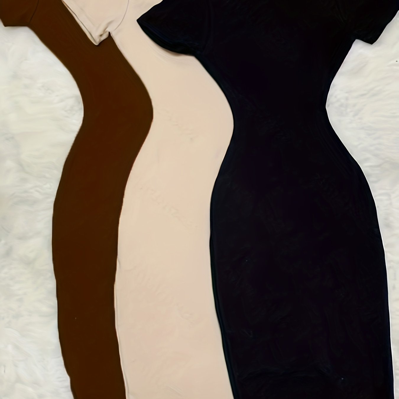 TEMU 3 Pezzi Set Abiti Lunghi, Elegante e Chic Abito Casual Formale, Abito a Maniche Corte con Stile Grazioso, per o Indossare come Capospalla. Abito
