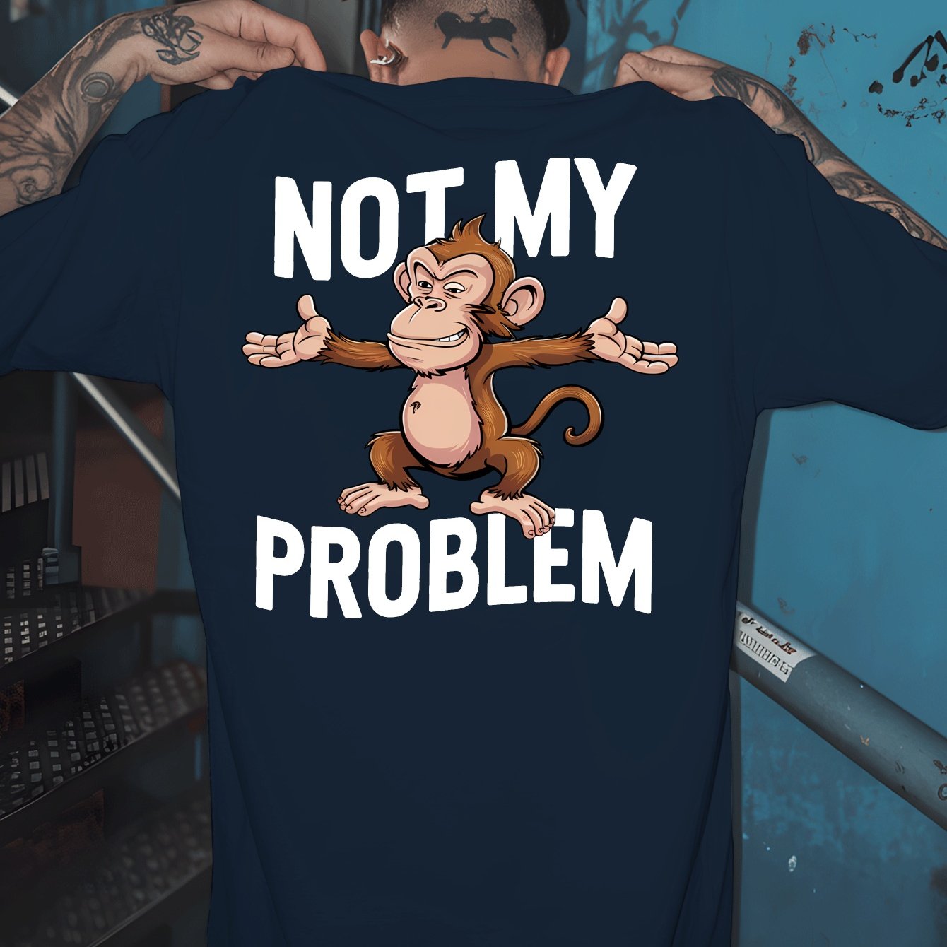 TEMU Not My Problem Large Size Men's T-shirts Classic Versatile Round Neck Back Printed T-shirt Shirt, Suitable For Basketball, A Must-have Men's