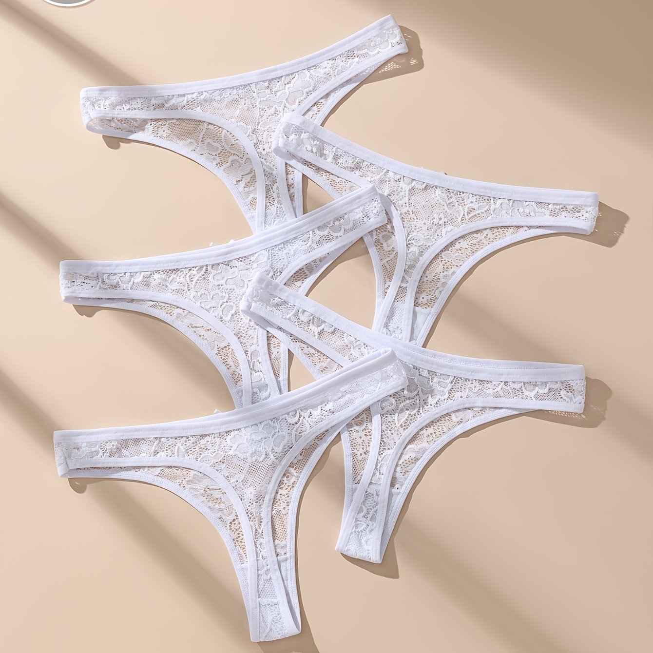 E-shop 5-Pack Spitze Atmungsaktive Damenunterwäsche, Niedrige Taille Bikini Slips, Bequem & Weich für Strand