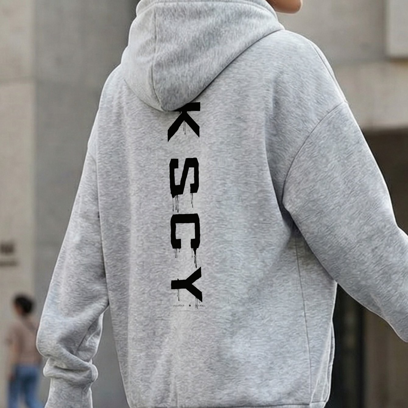 TEMU Casual Streetwear Style Men's Hoodie Vertical Letter Print Autumn Winter Wear Gift For Him