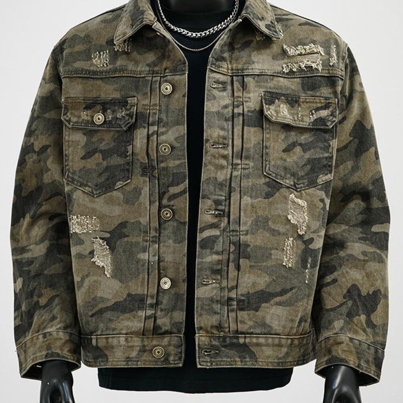 Image of Spring And Autumn Denim Jacket Men's Trendy Camouflage Tactical Loose Trendy Workwear Casual Jacket