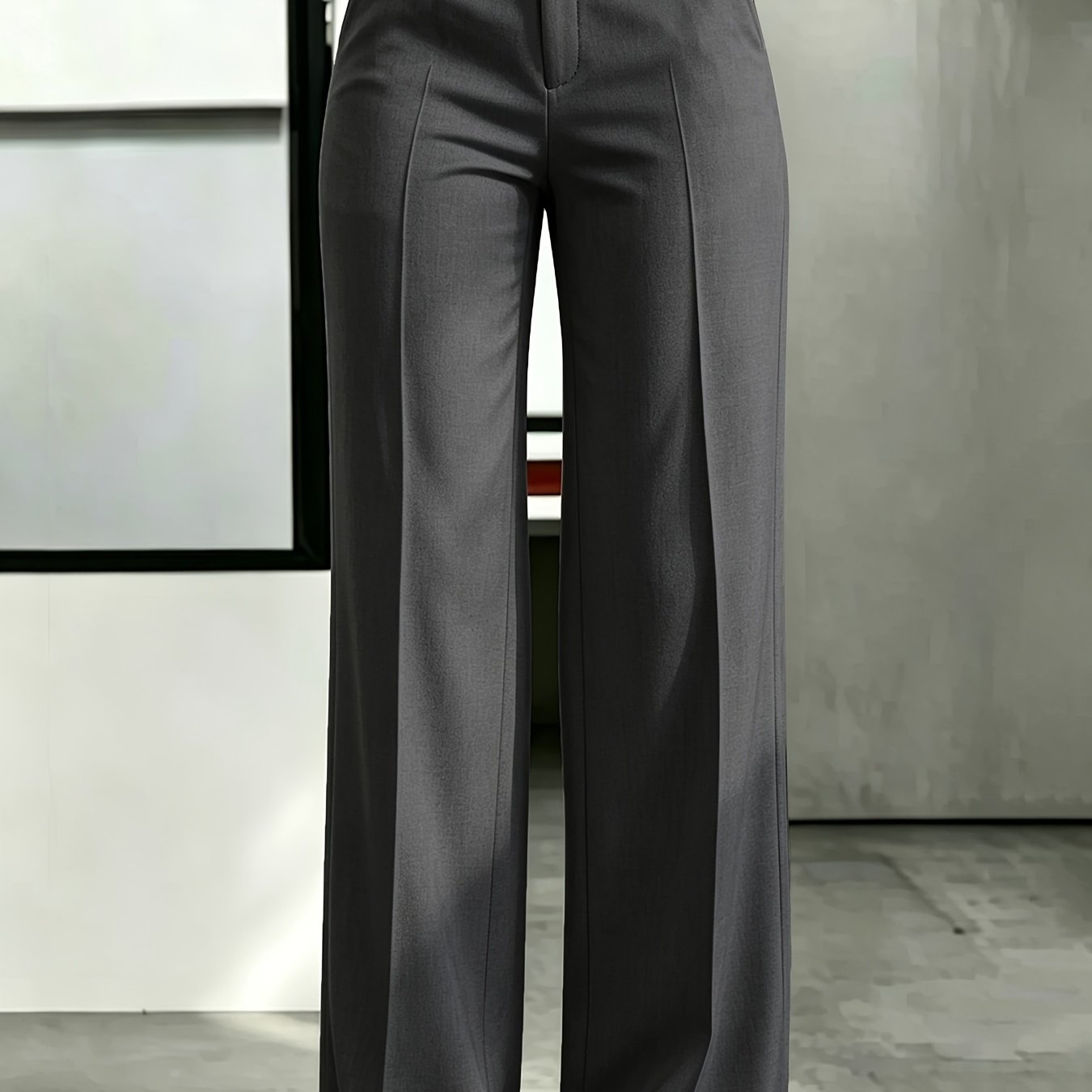 TEMU Elegant Women's Dress Pants, Solid Color High Waist Suit Trousers, Versatile For Business Formal And Casual Outfits, Tailored Slim Fit, Smooth