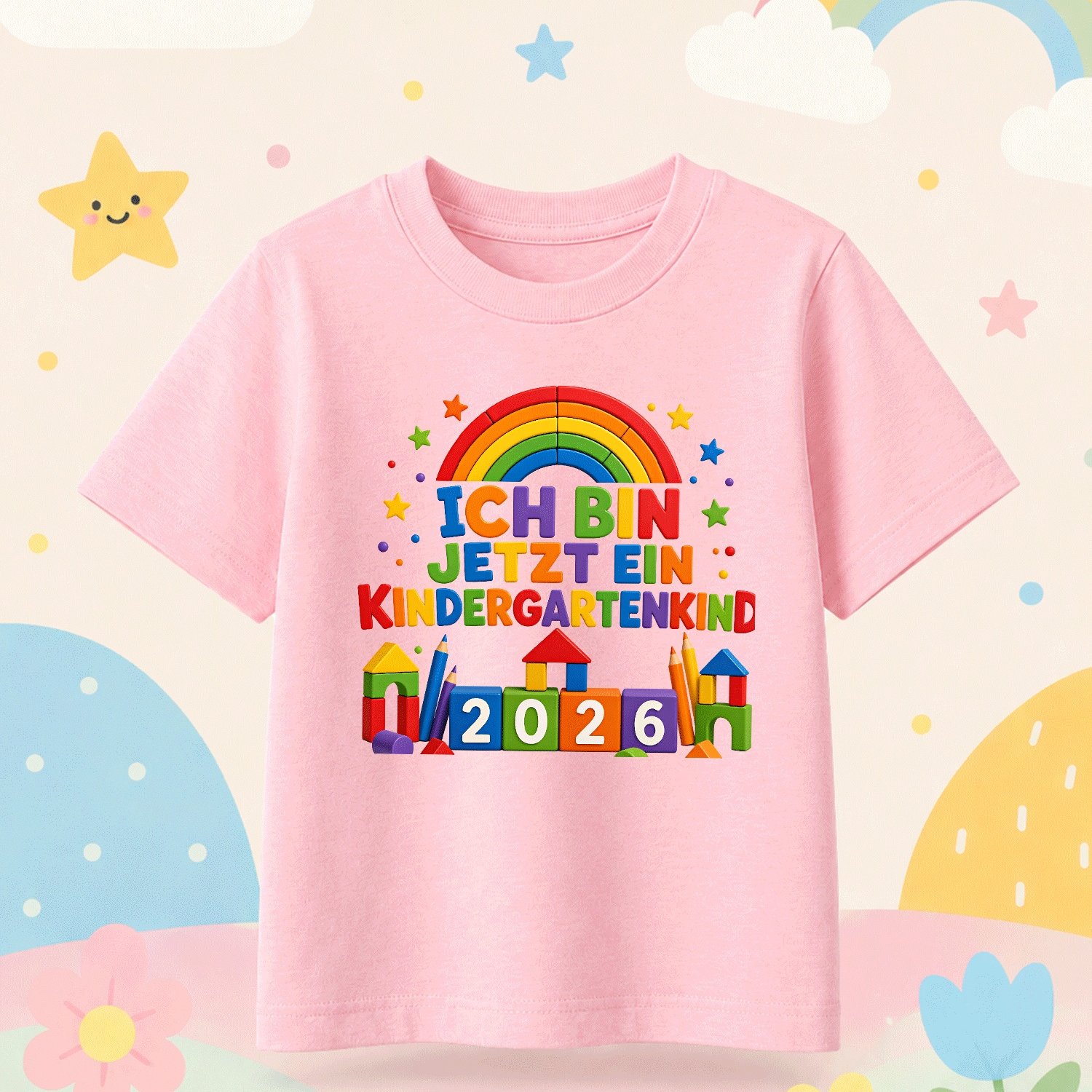 Ich Bin Jetzt Ein Kindergartenkind 2026 Backpack Block Calendar 2026 Families 2026 For Boys Girls Kids Chlidren T-shirt, Kids' Summer Beach Vacation T-shirt- Breathable Boys& Girls Resort Wear