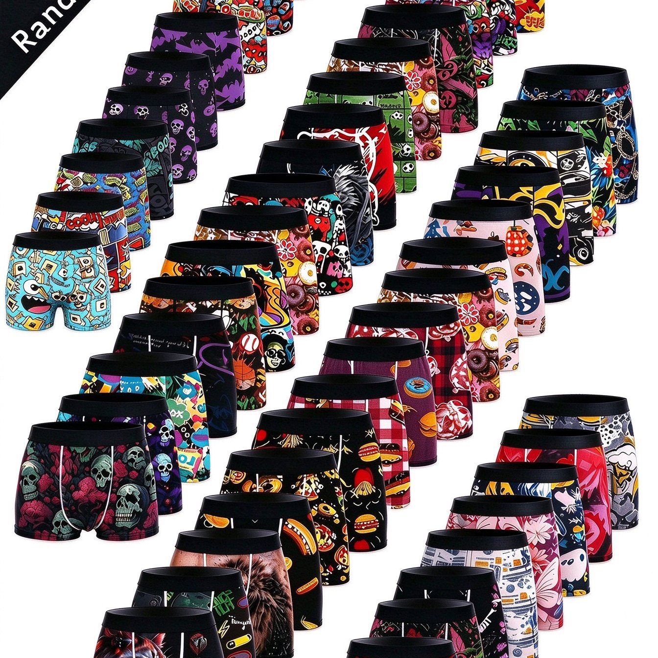 TEMU 20pcs Pc Men's Boxer Briefs Wholesale - High-elastic Breathable Underwear Suitable For Home & Casual Wear, Loose-fit Comfortable Boxer Shorts