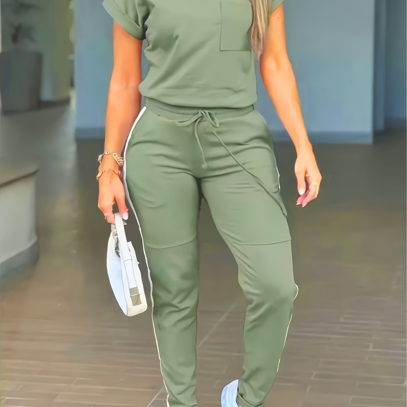 TEMU Women's Casual Solid Color Outfit For Spring And Summer