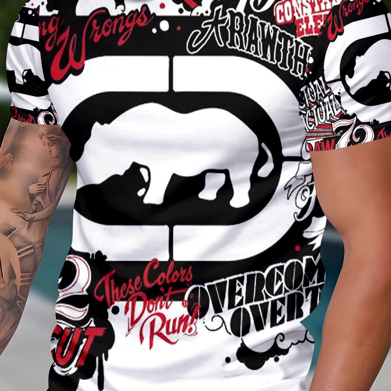 TEMU [printed Design â Not Textured] Graffiti Themed Streetwear Brand T-shirt For Men, Summer Street Style Top