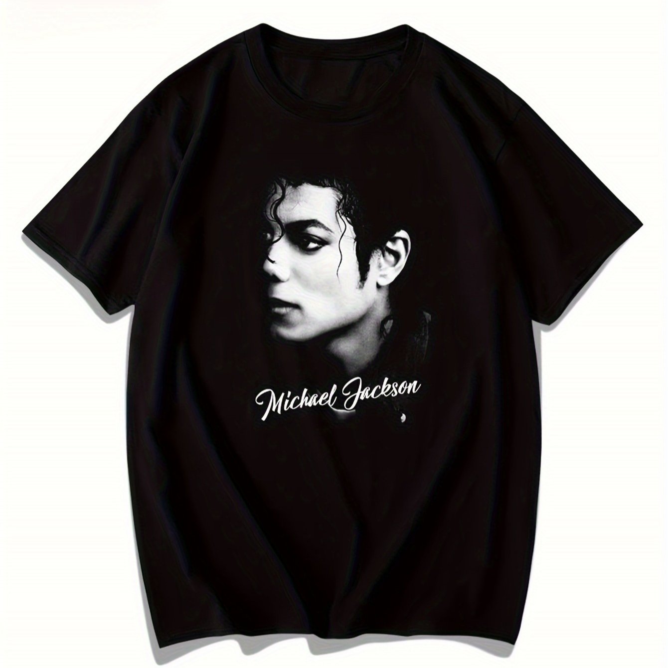 Image of Tribute T-shirt - Featuring An Iconic Portrait And Signature | Soft Crew Neck Tee, Perfect For Adults, Ideal For Fans Of Of Pop, Machine Washable, Suitable For , Ideal For Concerts And Casual Wear.