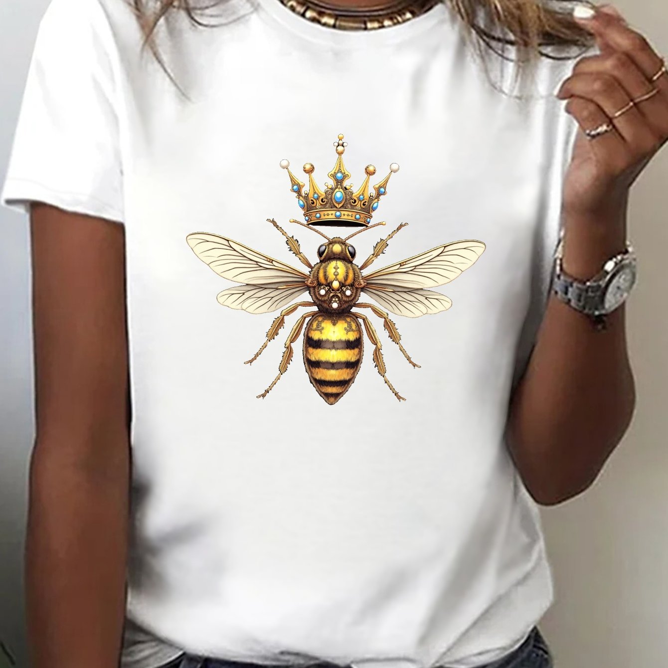 TEMU Casual Short-sleeve T-shirt Featuring A , Spring And Summer, Designed For Women
