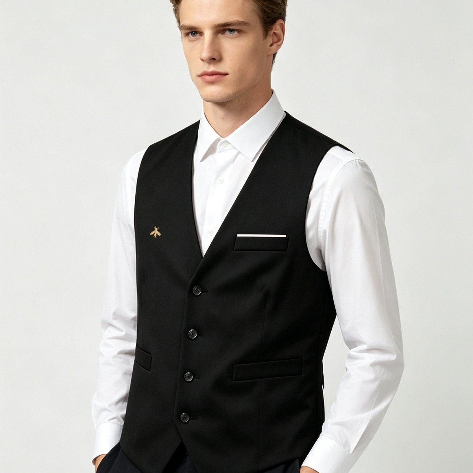 TEMU Gilet Slim Fit Business Formale Piccolo Gilet Nuovo Abito Vestito Gilet Ape Scollo a V Quattro Bottoni Gilet Premium Interno Base Gilet Abito da