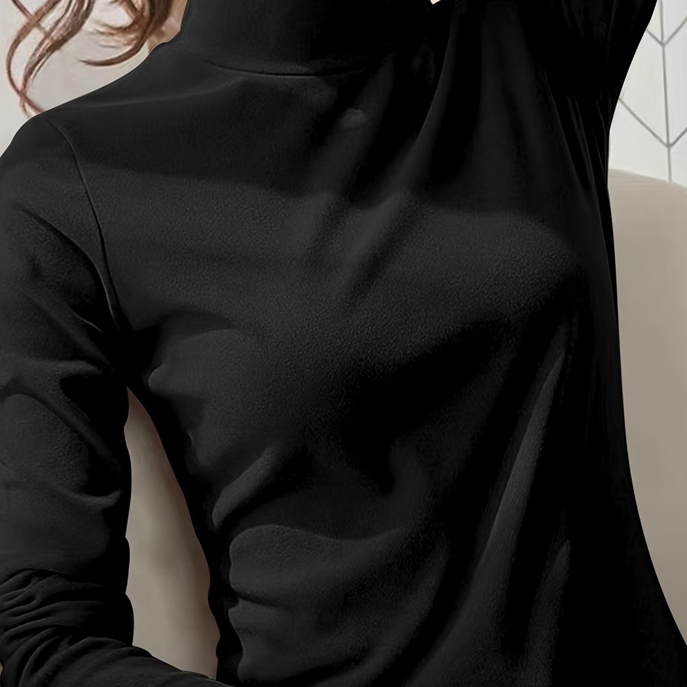 TEMU Long Sleeve Turtleneck Top, Autumn Winter High Elasticity Fashion Casual T-shirt, Warm Women's Clothing