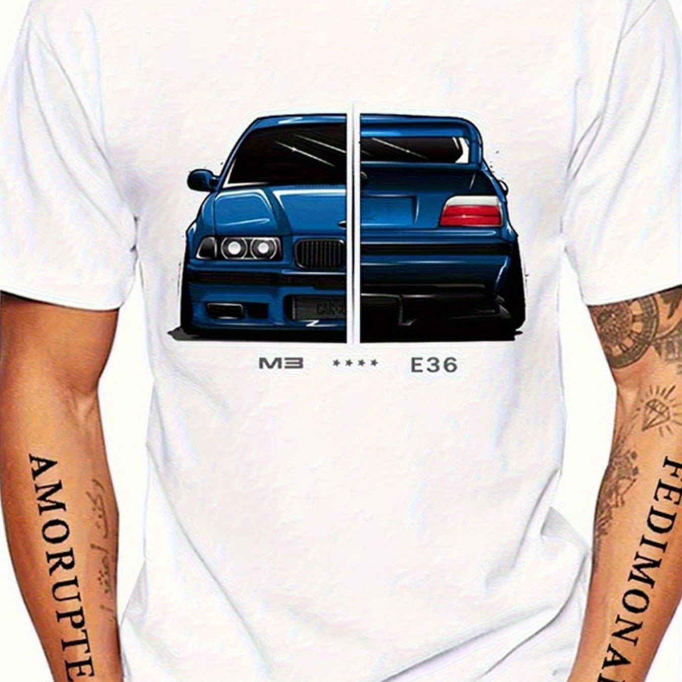 TEMU Men's Vintage Sports Car T-shirt - Germany , Iconic (eudm) Model Logo Print, Casual Round Neck Short Sleeve Tee For Car Enthusiasts & Casual