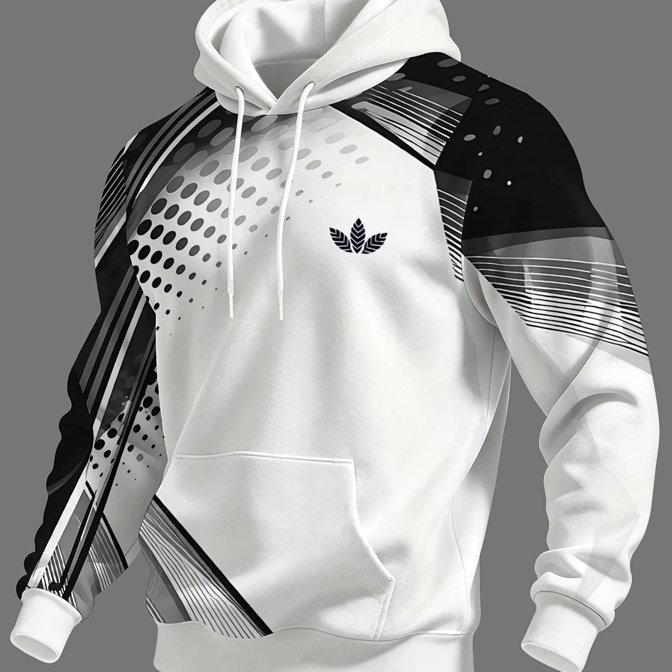 TEMU Sweat à capuche avec patchwork à rayures et noirs et , haut tendance à manches longues de style décontracté . Un haut intemporel et attrayant