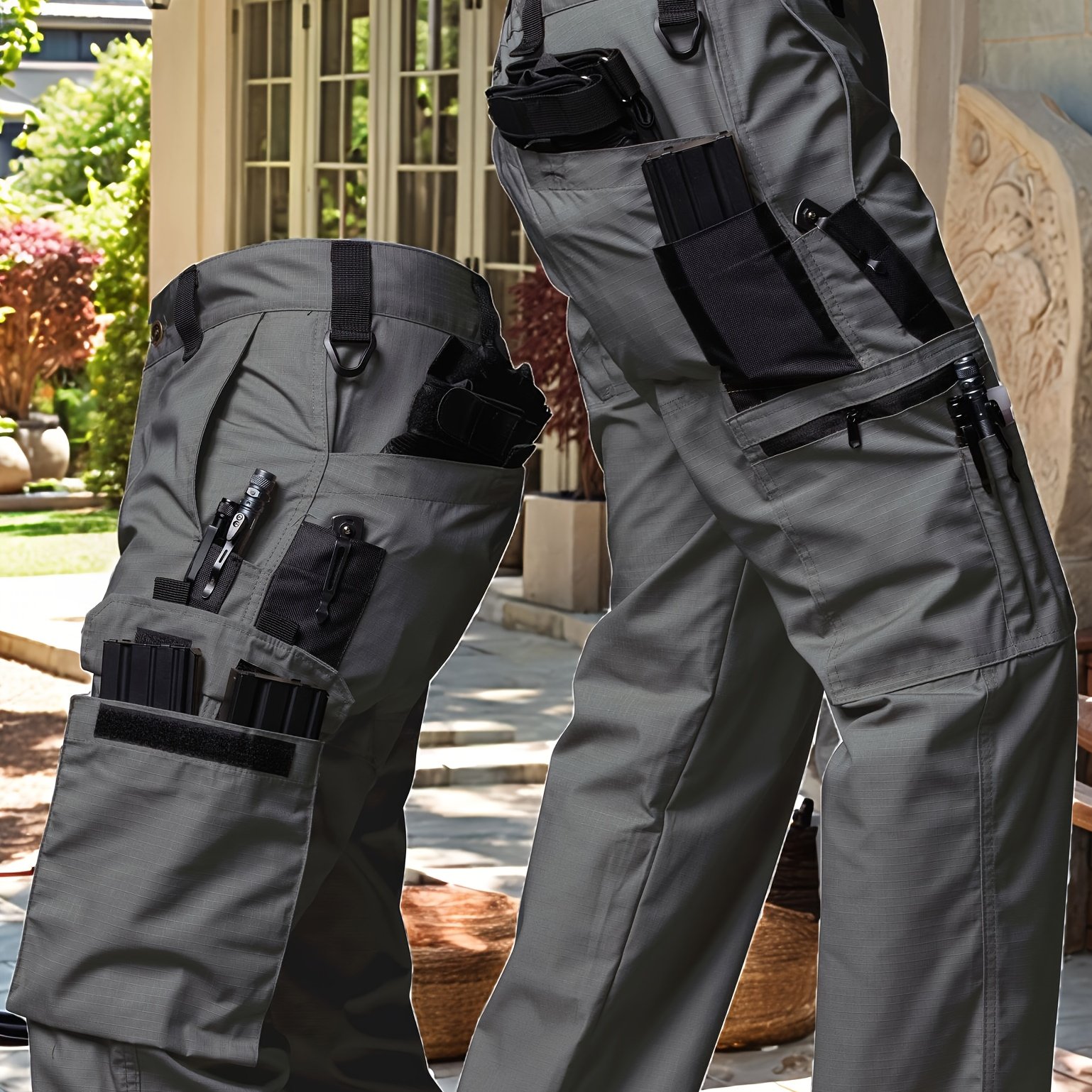 TEMU New Breathable Micro-stretch Fabric, Men's Outdoor Tactical Cargo Pants, Casual Hiking And Mountaineering Tactical Pants, Multi-pocket Checkered