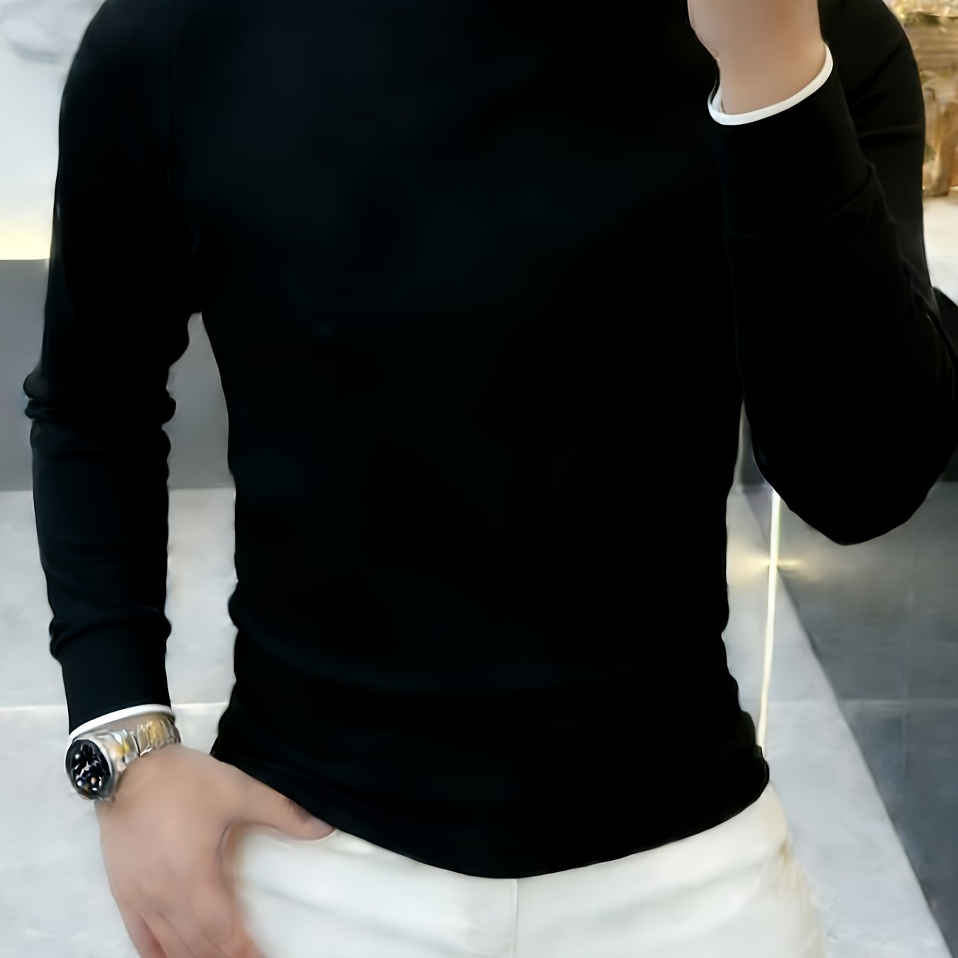TEMU T-shirt à manches longues pour homme, Vêtement de sport décontracté, décontractée, d'été, Coupe simple et confortable, Haut à col ras du cou