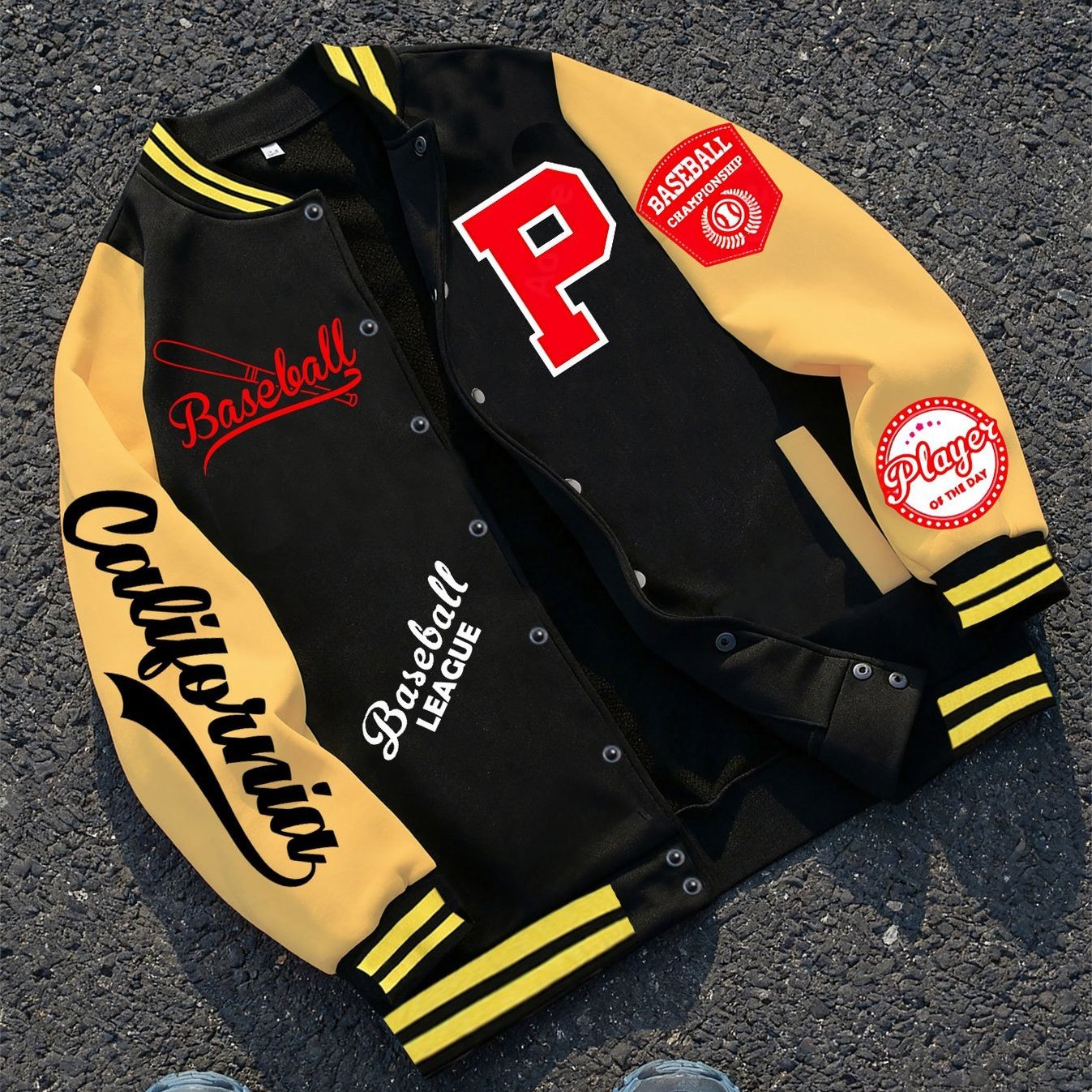 Image of (print Design- Texture Free) New Arrival Men's Sports Jacket California Baseball Printed Pattern Comfortable Breathable Casual Men Outerwear