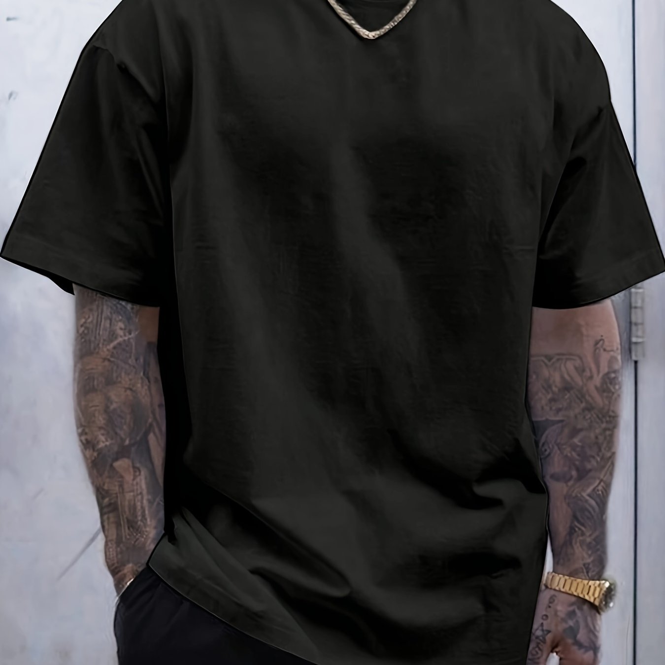 Plus Size Men's Casual T-shirt, Summer Short Sleeve Tee, Men's Outdoor Apparel