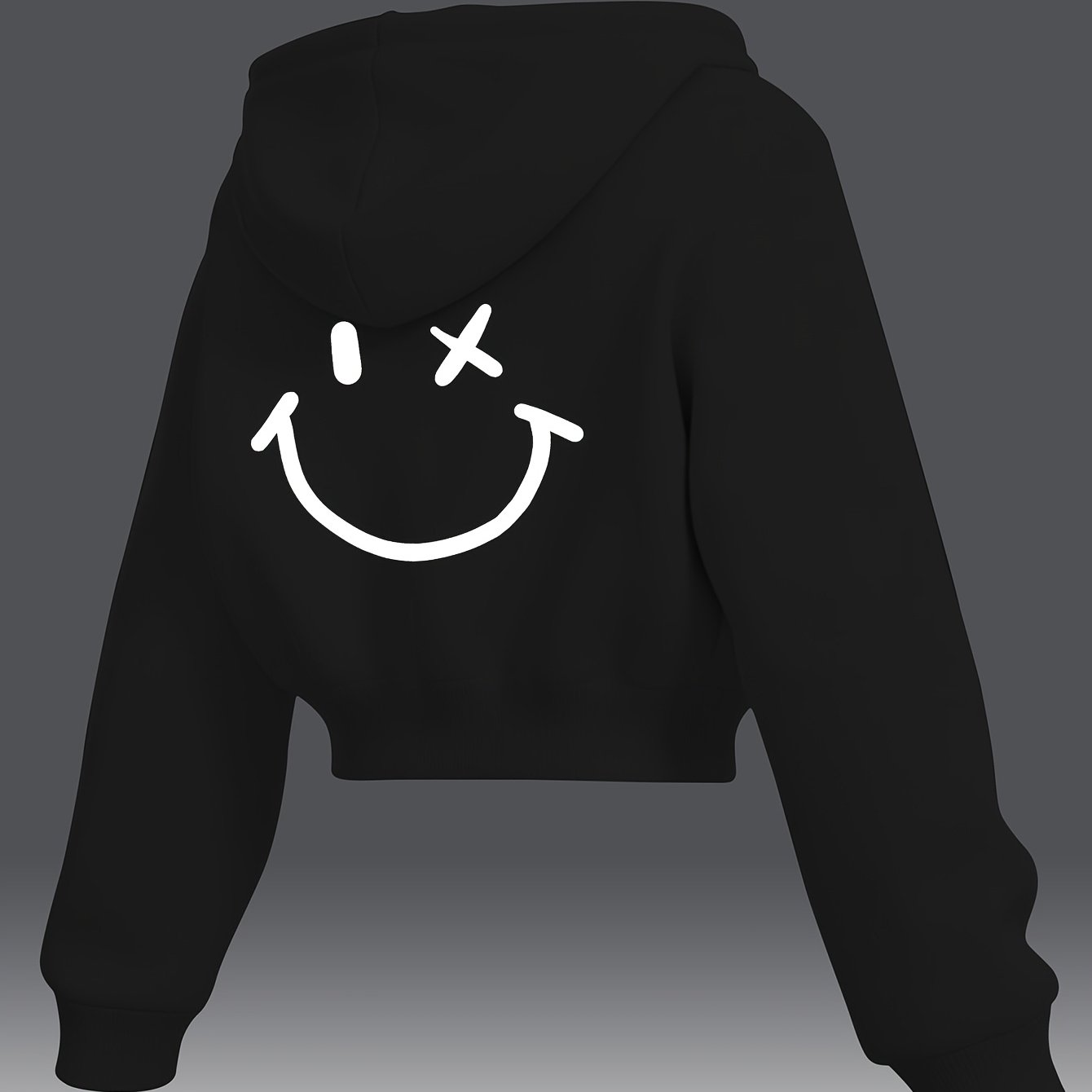 TEMU Damen Cropped Kapuzenpullover, neuer Cropped Sweatshirt mit lächelndem Gesicht, lockere Kapuzenjacke, neues vielseitiges Freizeit-Top für