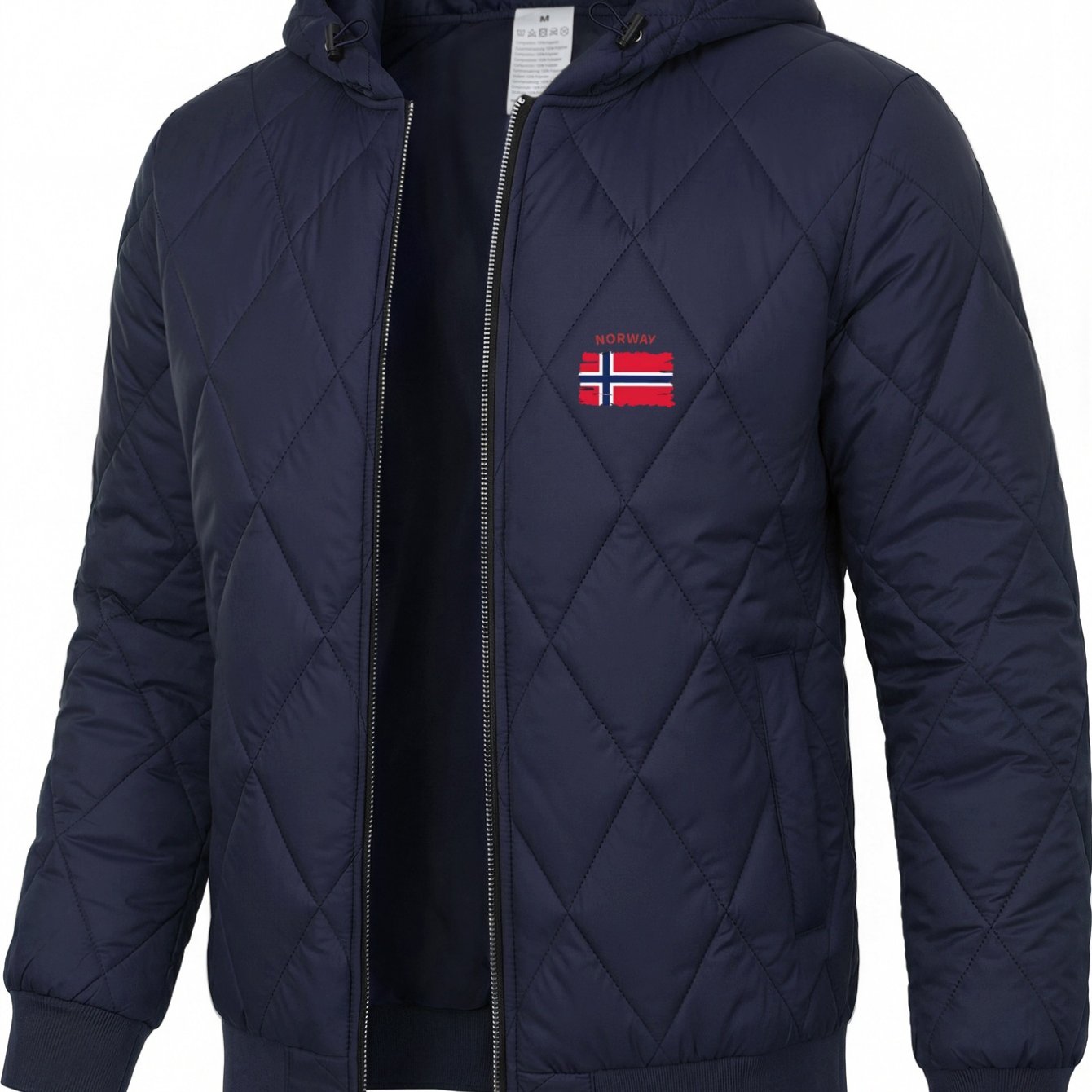 TEMU Autumn Winter Lightweight Warm Hooded Jacket, Flag Print Men's Jacket