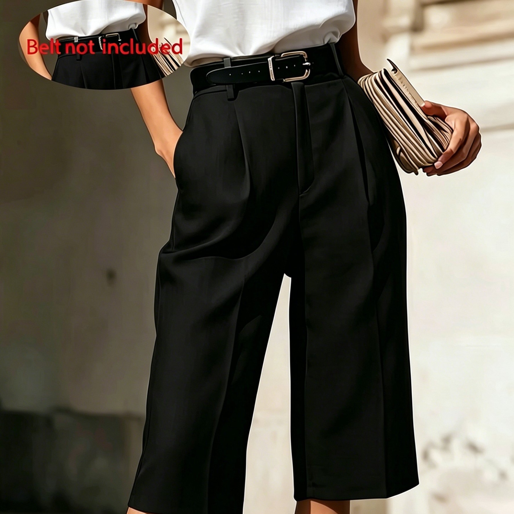 TEMU Pantaloncini da donna eleganti a vita e larghi - Adatti per lavoro, abbigliamento casual e formali, traspiranti e , lavabili in lavatrice e a -