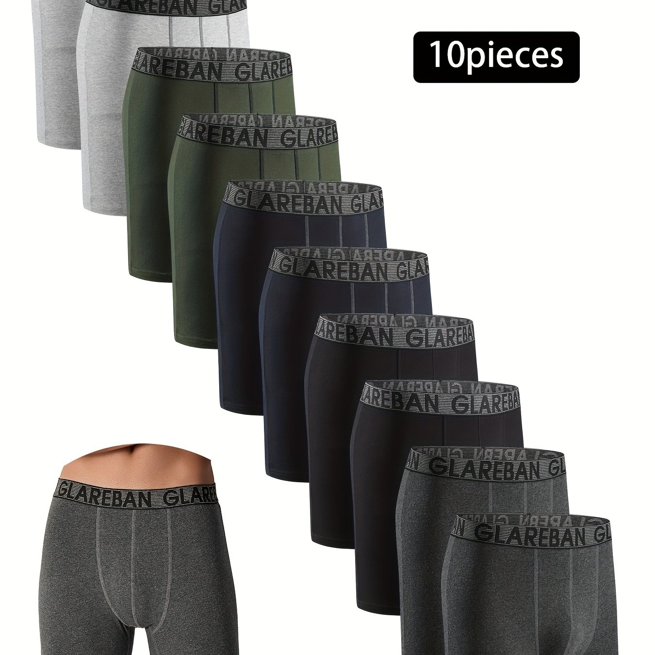 Image of 10pcs Mid-long Cotton Boxer Shorts Men Underwear Soft Male Underpants For Men Comfortable Homme Boxershorts