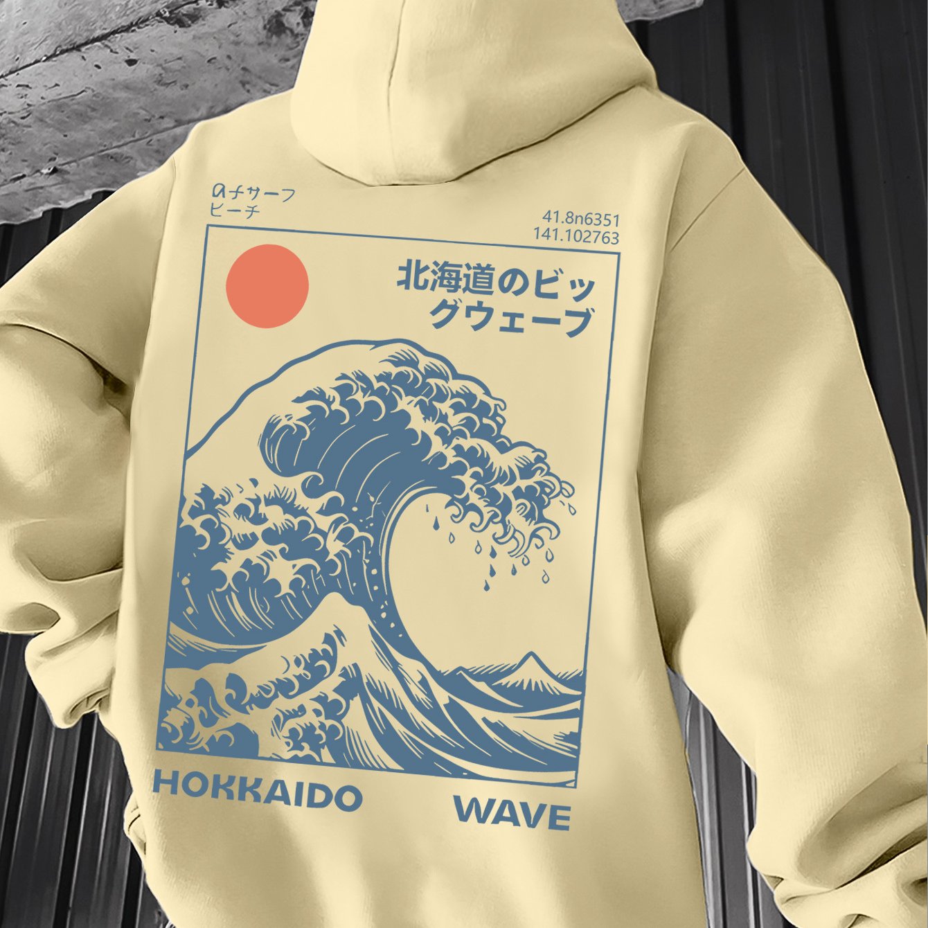 E-shop Ein Vintage-Stil Herren Hoodie inspiriert vom frischen amerikanischen Sonnenaufgang, aus -Strickstoff, mit lässigem Stil eng anliegender Kapuze