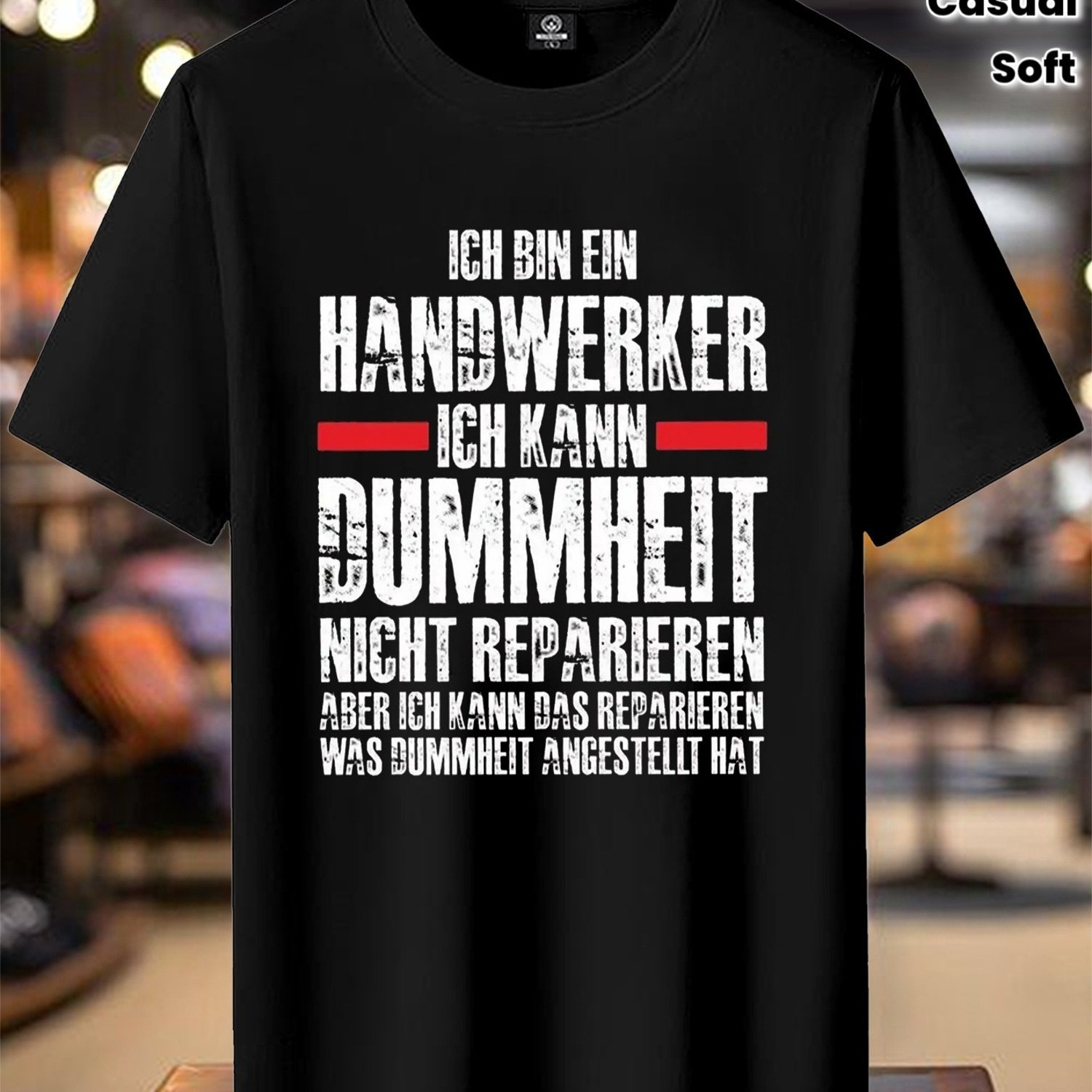 Image of Men's Funny German Saying T-shirt- I | Humorous Work Quote Tee With German Text& Tool Graphics, Soft Breathable Fabric, Short Sleeve Round Neck Casual Shirt For , Mechanics
