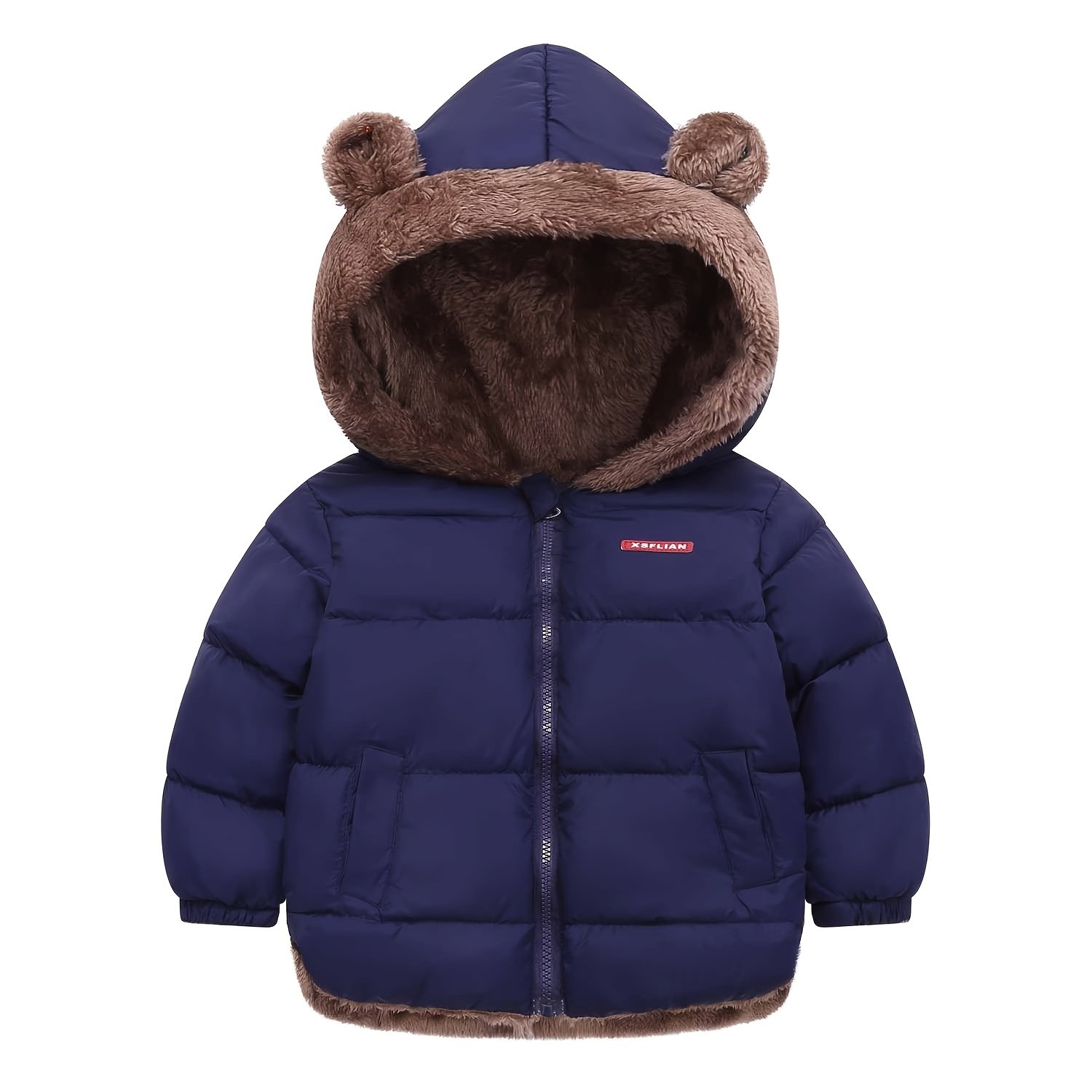 Image of Winter Children's Hooded Jacket With Lining, Lightweight Warm Padded Jacket, Cute Hooded Coat With Polyester Filling, Christmas Thanksgiving Easter Halloween Gift For Kids,boys And Gilrs Clothes
