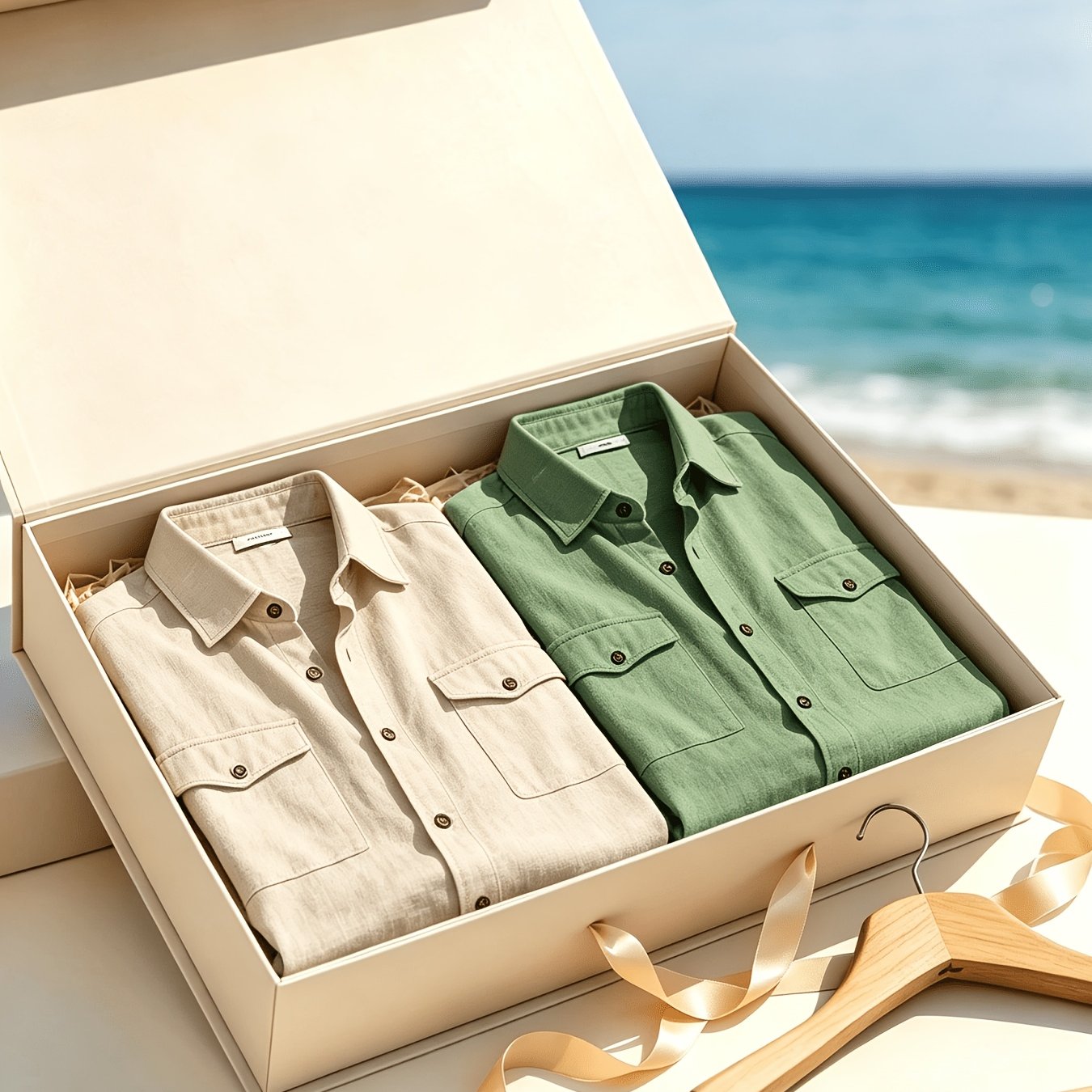 TEMU Old Money Outfits 2pcs Men'-breasted Lapel -linen Short-sleeve Shirt, Summer European/ Loose Fit Breathable Beach Vacation Shirt, No Gift Box