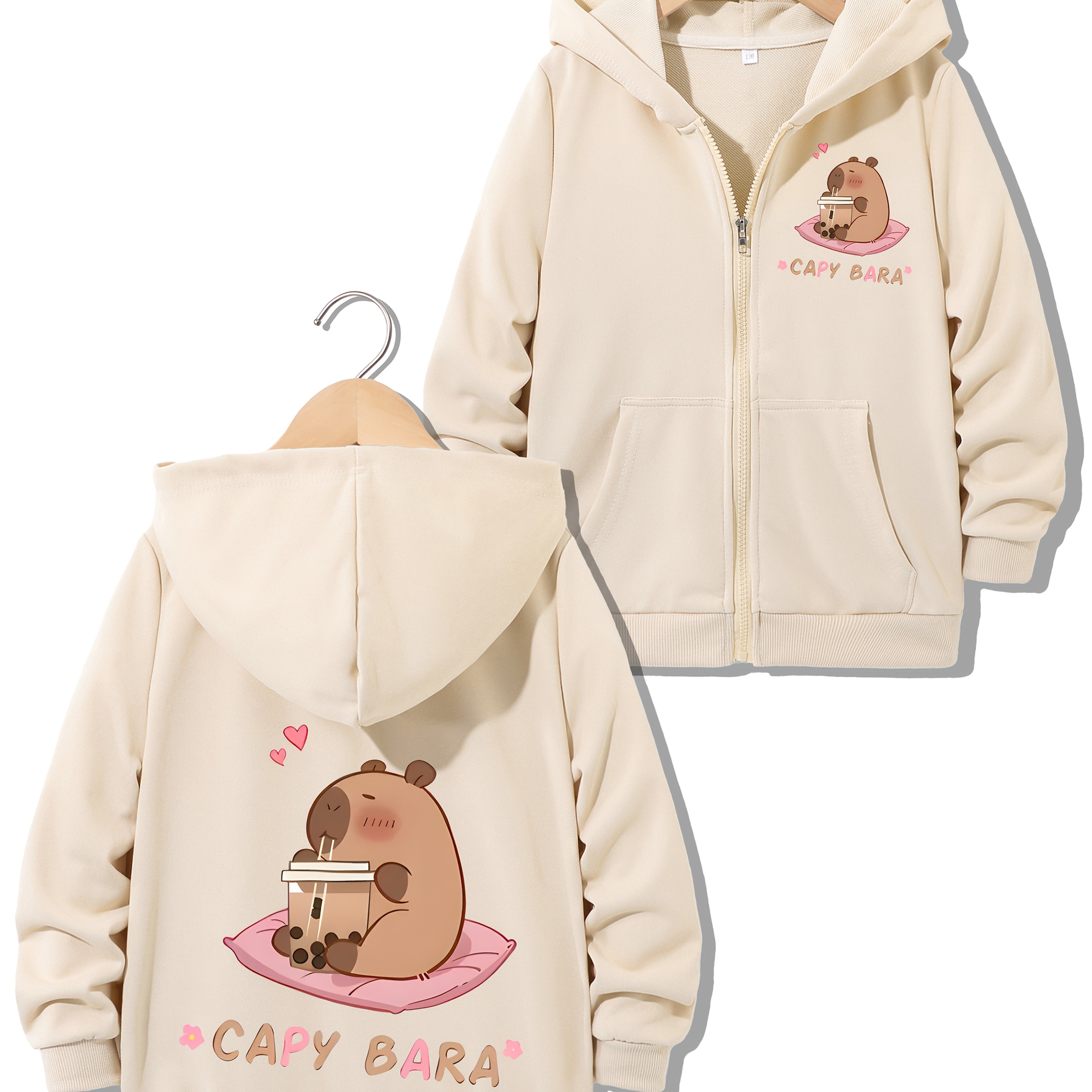 Image of A Stylish And Casual Hoodie Jacket For Boys And Girls Featuring And Back Print Design, Made From Smooth And Comfortable Fabric Suitable For Spring And Autumn, With Trendy Animal Cartoon Patterns