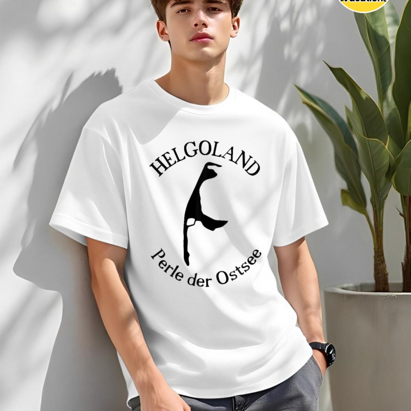 Herren-schwergewicht 180 Gm2 & Sylt T-shirt - Deutscher Kustenleuchtturm & Stranddruck, Relaxed Fit Rundhals Kurzarm-shirt Faux Fur Casual Wear & Reisesouvenir