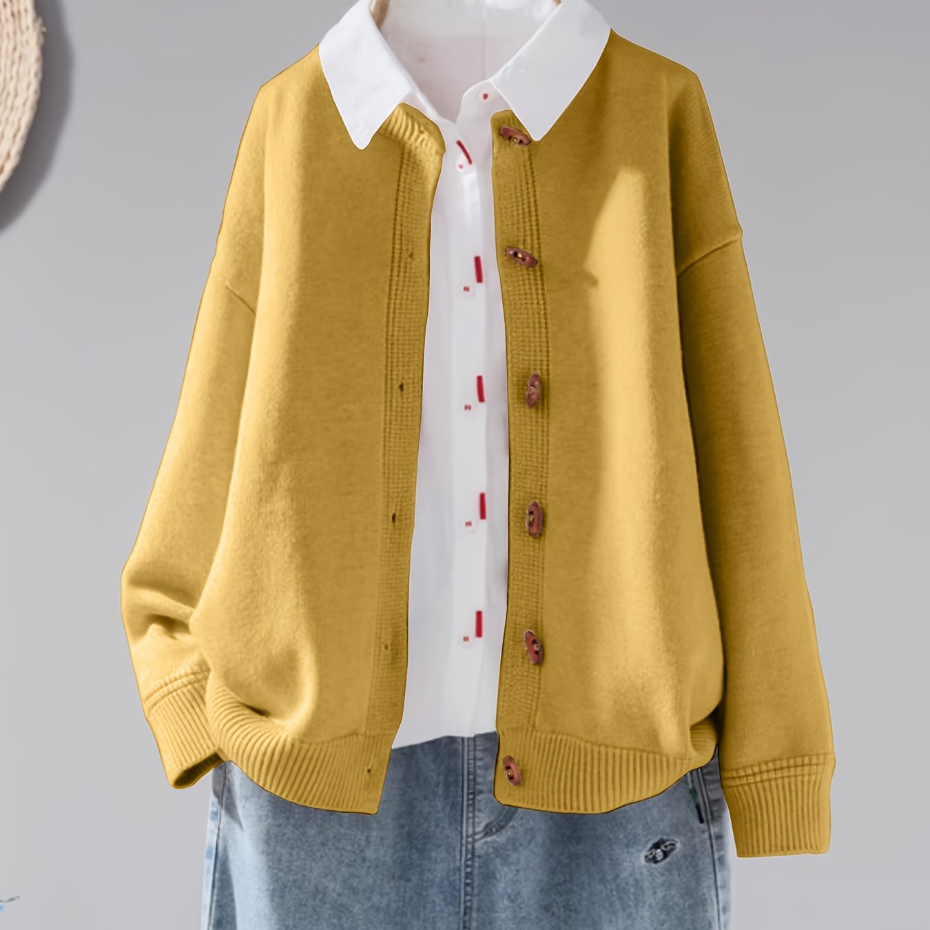 TEMU Plus Size - Plus Size - Round Neck Long-sleeved Shirt