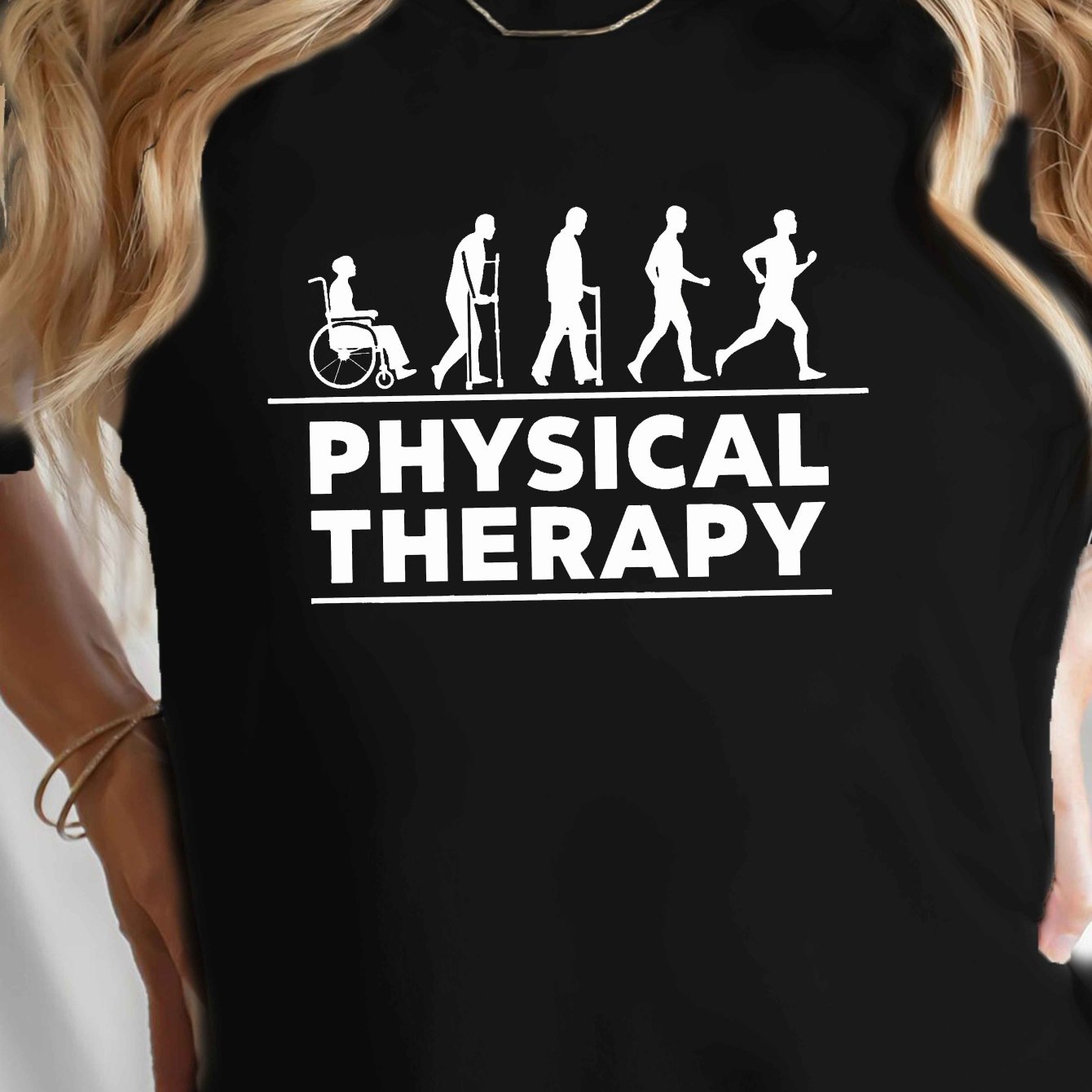 TEMU Casual Short-sleeve Crew Neck T-shirt For Women, Perfect For Spring And Summer, Featuring A Physical Therapy Print