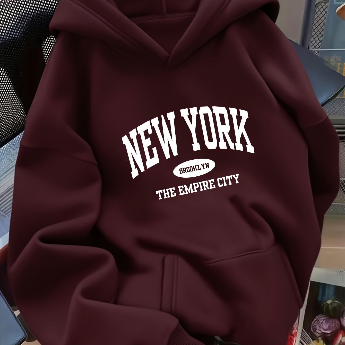 TEMU D92 - A Loose Hooded Sweatshirt, Fashionable And Versatile Round Ball 8 Pattern Print Hooded Sweatshirt, Spring And Autumn, Women's L14353