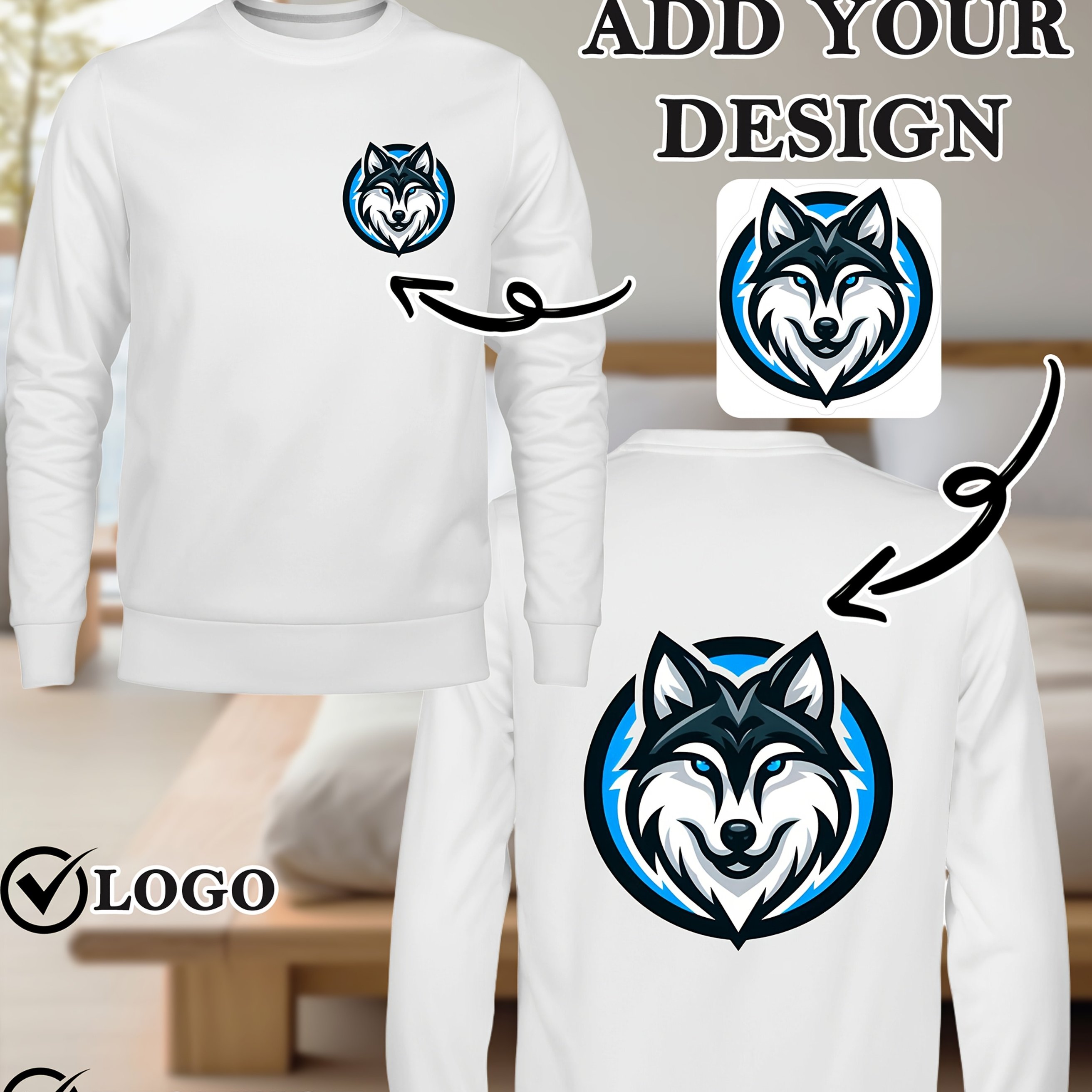TEMU Men's Customizable Oversized Long-sleeve Hoodie - Personalize With Logo/pattern/photo/design, Loose Fit, Comfortable , Ideal For Or Gifting,