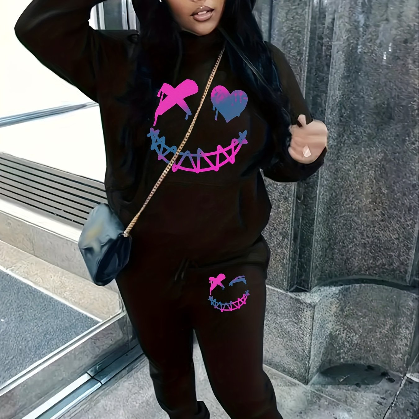 TEMU Ii J3_11a 11b Ww Black Sweatshirt And Pants Set
