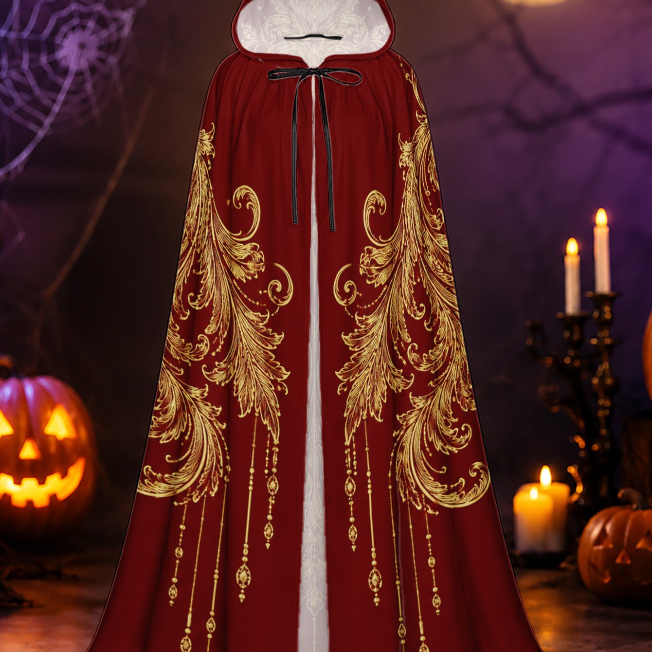 TEMU 1 pièce, Robe de costume unisexe en polyester avec motif d'ornements dorés baroques, idéale pour les tenues de soirée d'Halloween et les