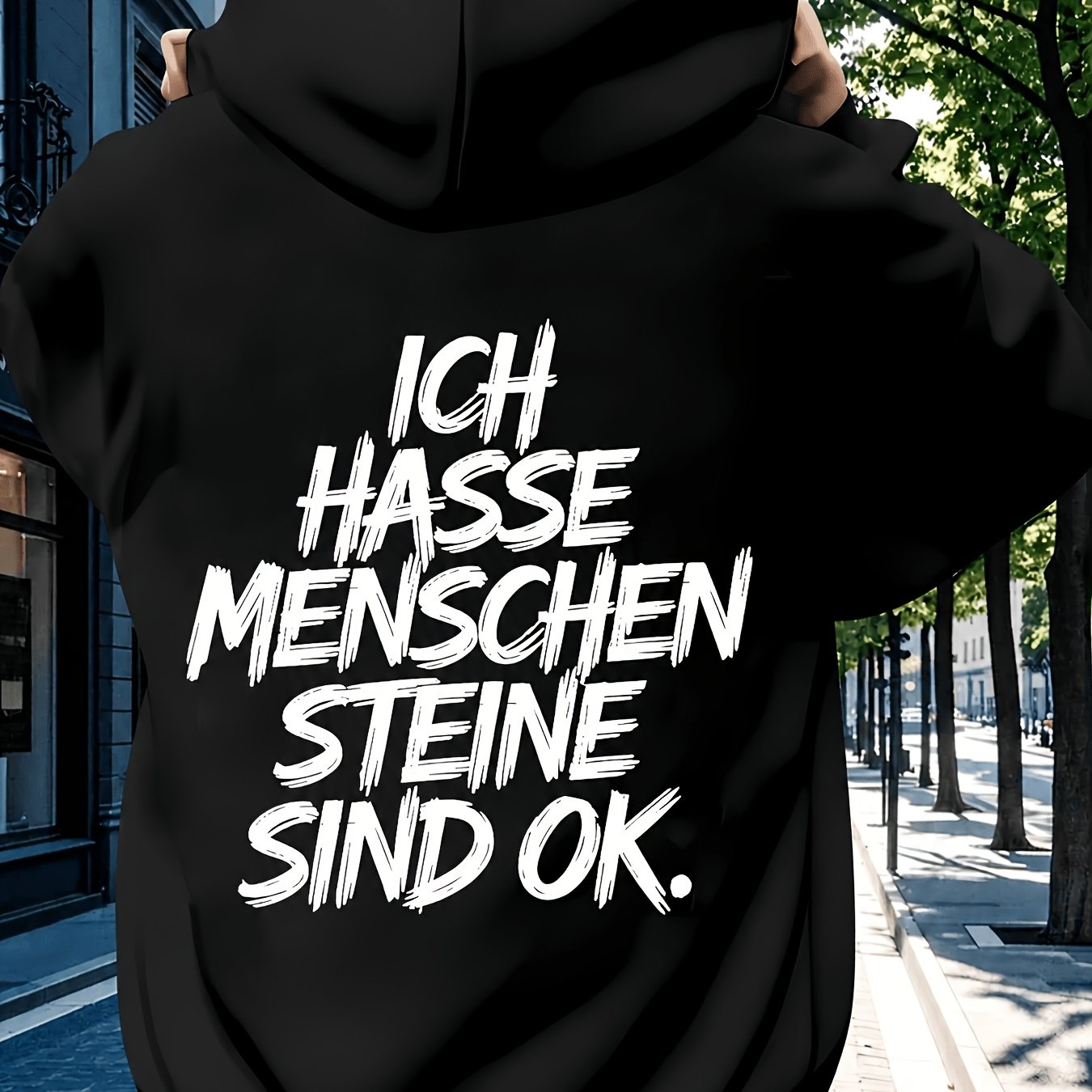 TEMU Die perfekte , um im Herbst Winter Individualität zu zeigen! Dieser Herren-Pullover mit Kapuze präsentiert den lustigen deutschen Spruch „ICH
