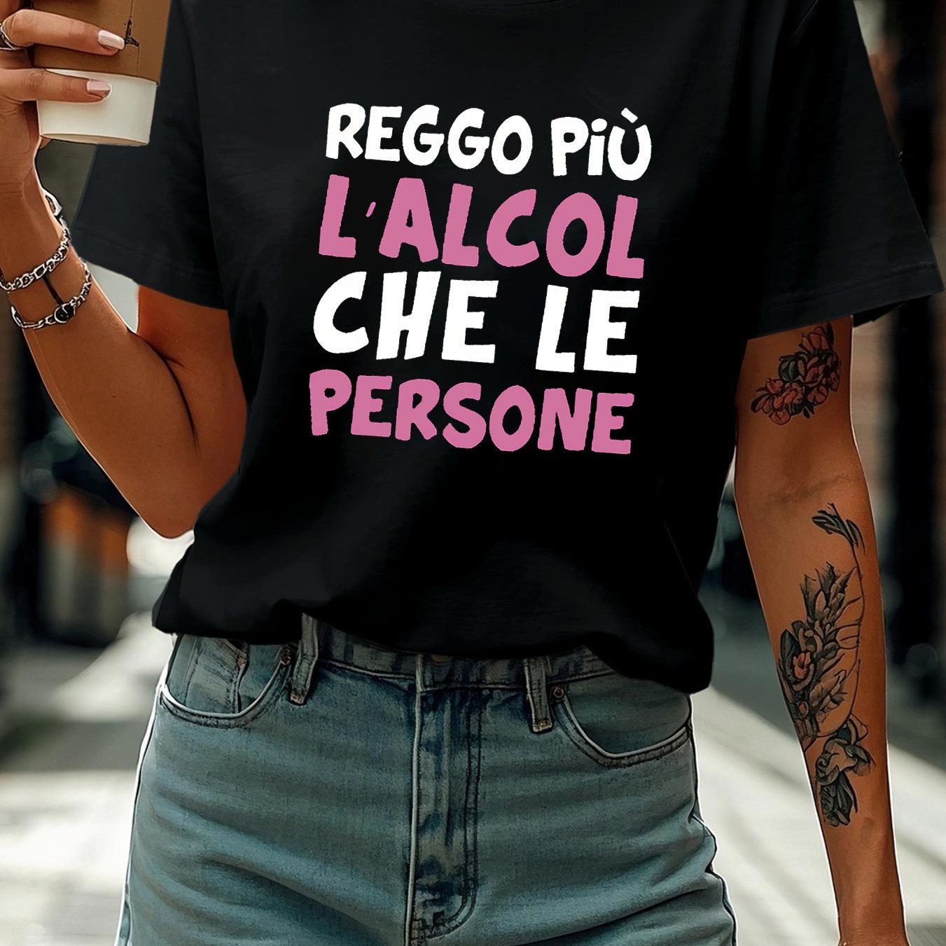 TEMU T-shirt da donna con stampa di umoristica italiana, maglietta casual a maniche corte e per estate e , abbigliamento da donna