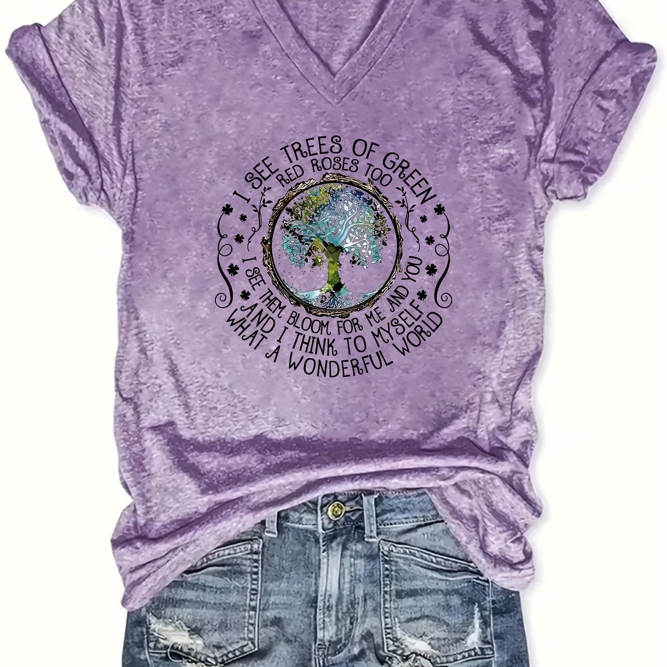 TEMU 2025 Cross-border European And American Women's Fashion V-neck Short Sleeve Casual Loose Top Base Short Sleeve T-shirt