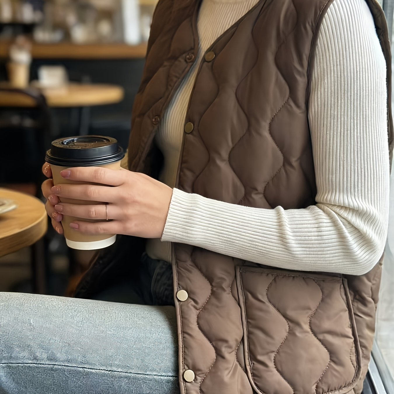 TEMU Spring, Autumn And Winter Women's Vest Diamond Quilted Sleeveless Vest New Year Outfit Year-end Styling New Year's Eve Daily Commute Versatile