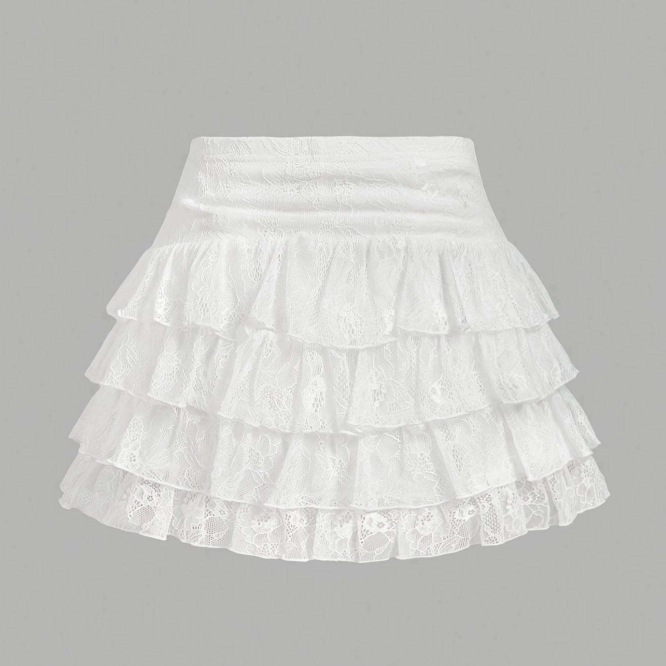 TEMU Ladies' Elegant And Fashionable Lace Solid Color Multi-layered Cake Skirt