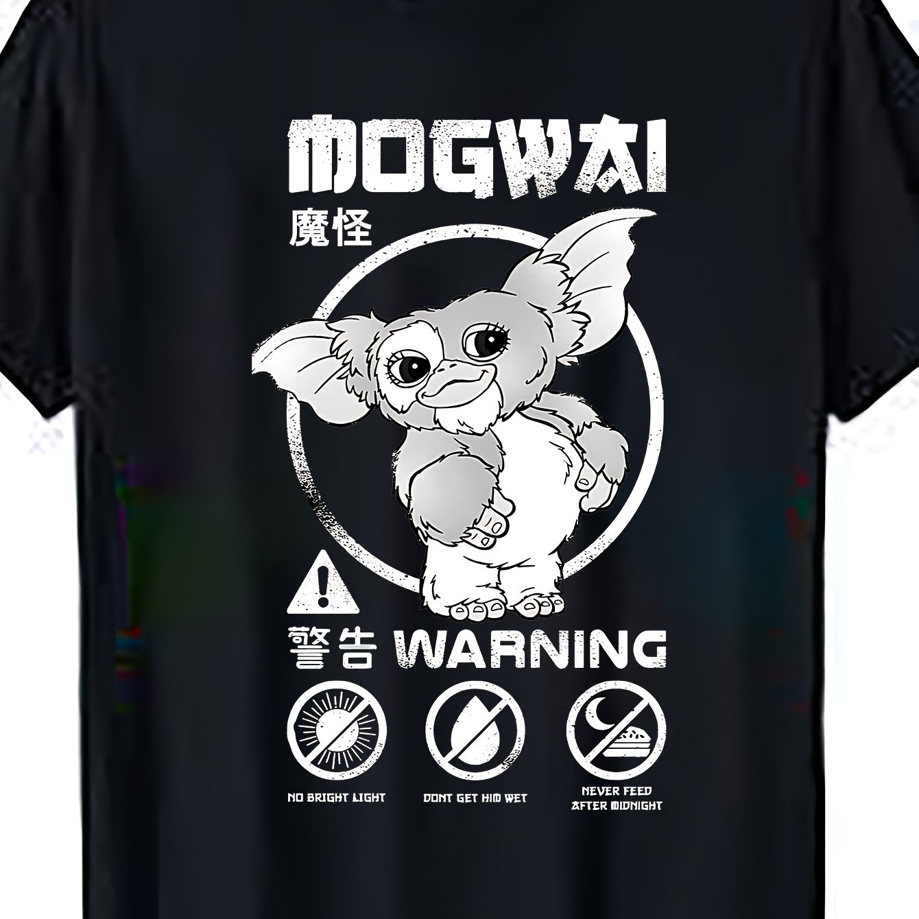 White Crew Neck T-shirt Featuring A Character And Cautionary Text, Perfect For Casual And Fans Of , Plus Size