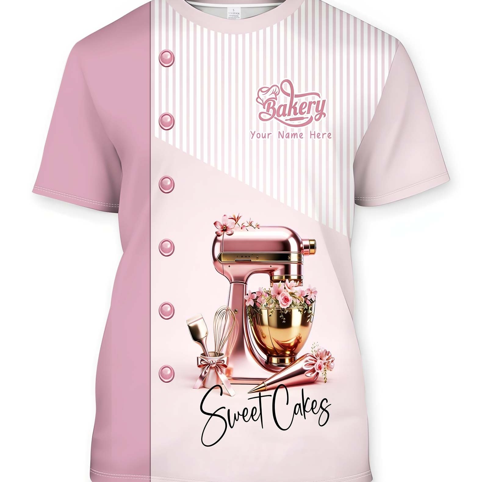 TEMU Custom Name-printed T-shirt, Chef's Round Neck Short Sleeve T-shirt, Style, Elegant T-shirt, Casual Party Wear, Custom T-shirt, Holiday Gift,