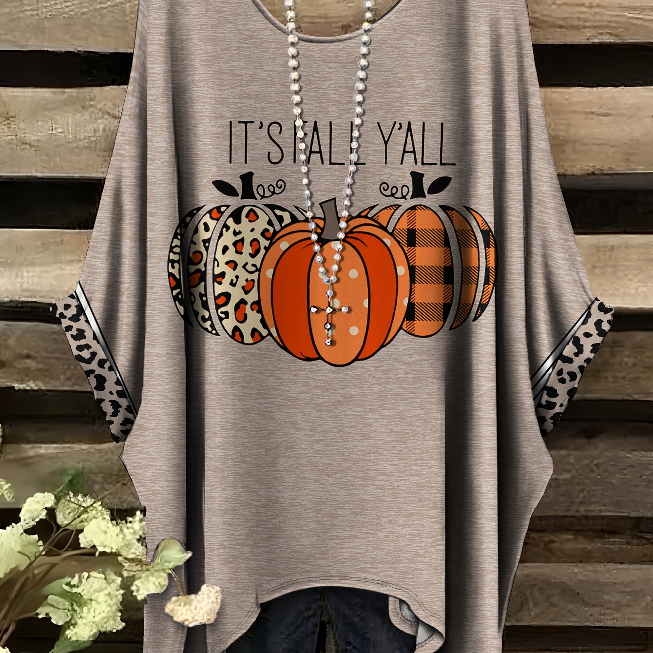 TEMU Plus Size, Summer Fashion New Arrival Plus Size Round Neck Pumpkin Autumn Motif Print, Elegant Casual Style Round Neck Women's Comfortable Short