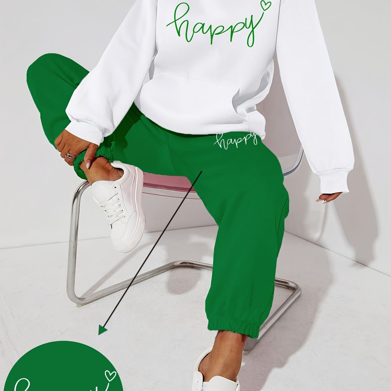 Women's Autumn/winter Fashionable Swear Set, High-end Street Style, Look, -lined Hooded Sweatshirt And Casual Jogger Pants, 2pcs Set, Versatile And Casual
