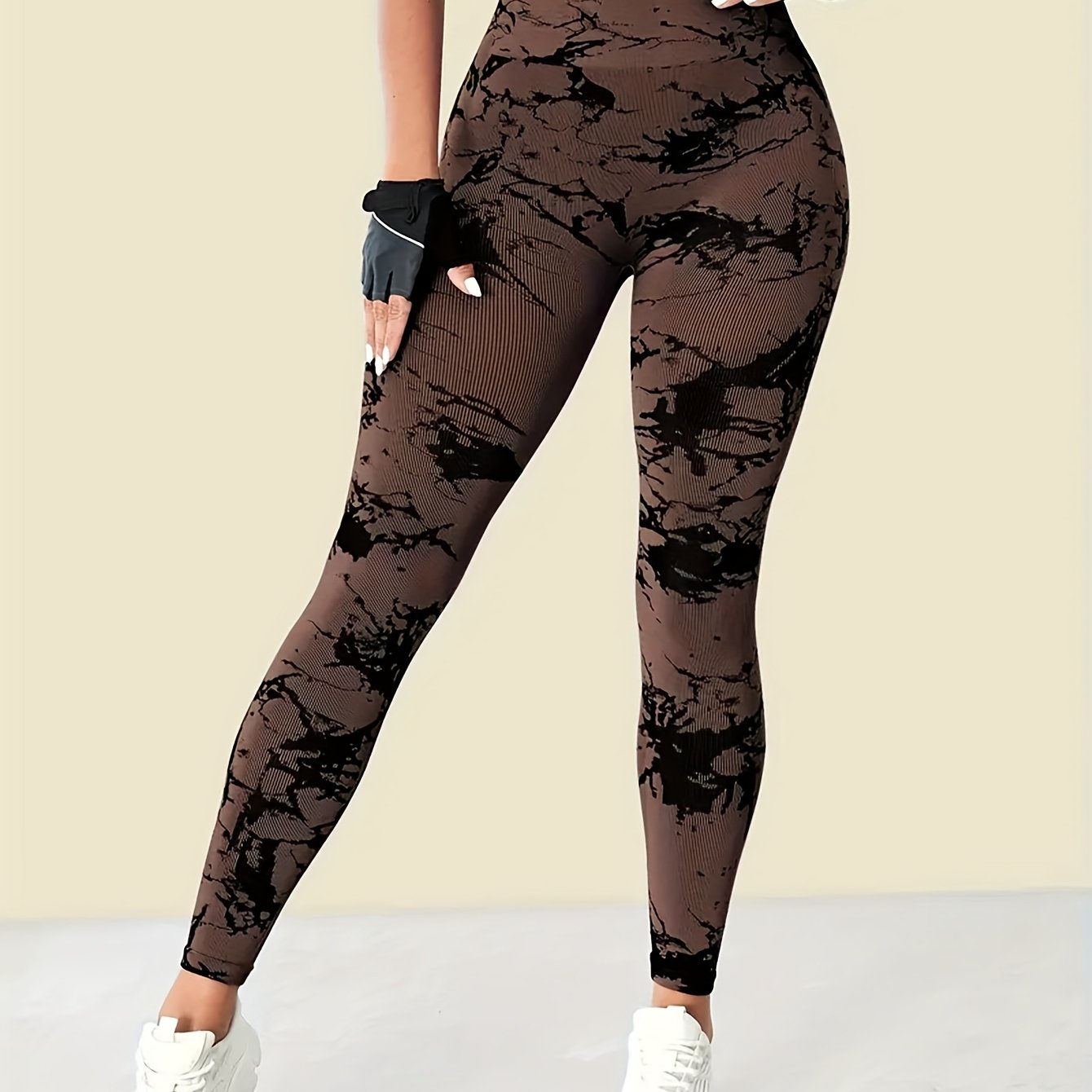 E-shop Tie-Dye High-Elastic Bequeme Outdoor Workout Hose Nahtlose Peach Damen Yoga Bekleidung mit Prints