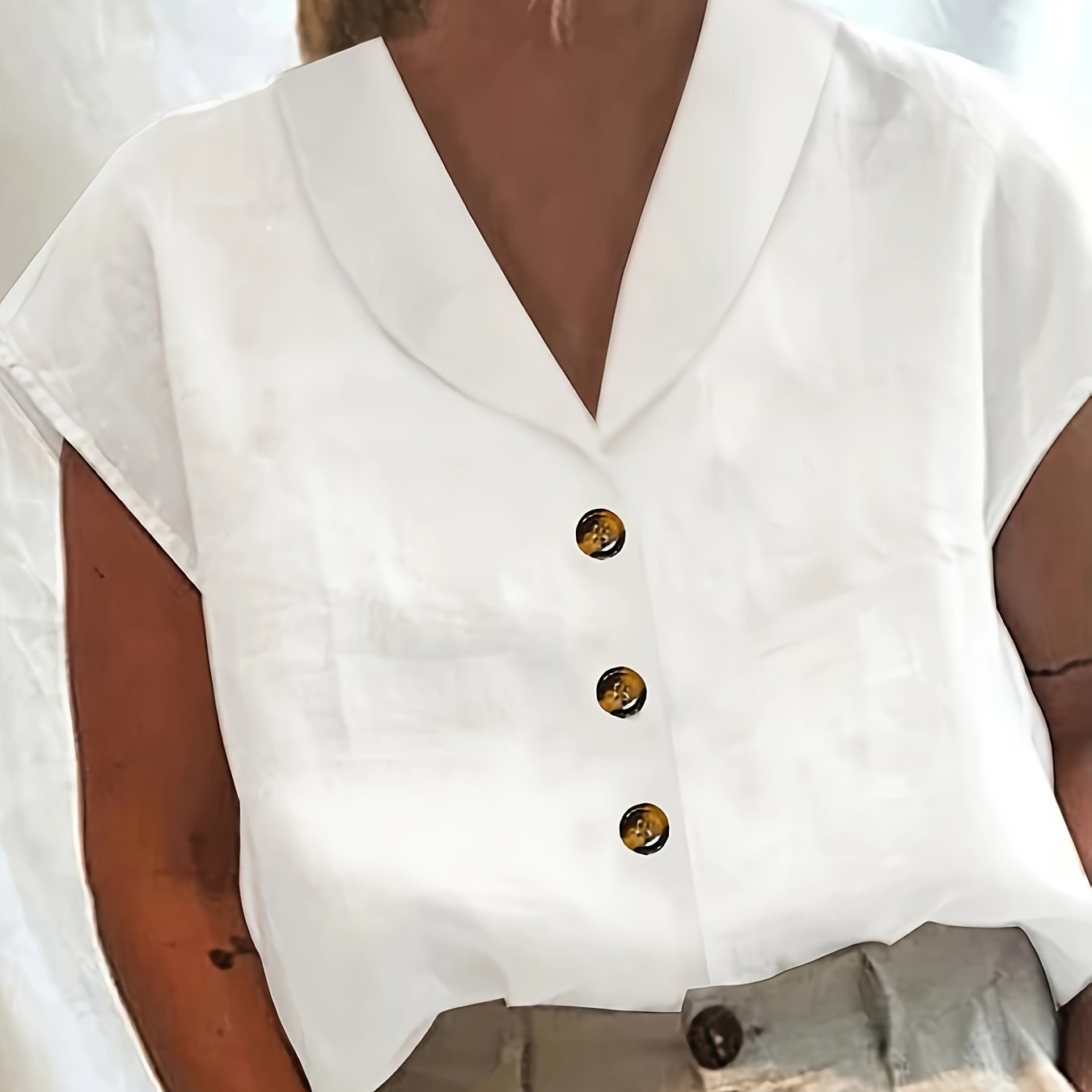 V-neck Front Shoulder Sleeveless Pullover