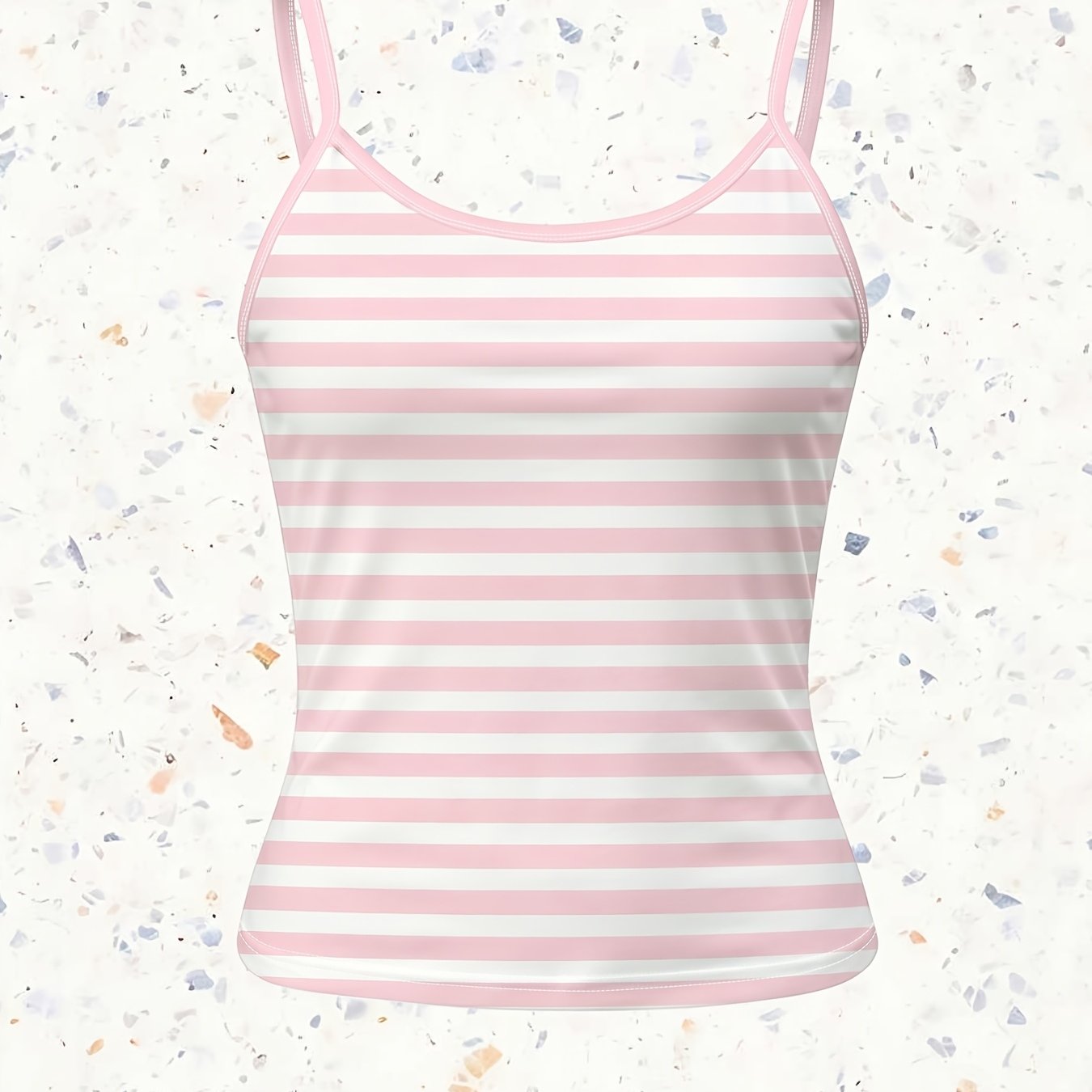 TEMU Women's Summer Spaghetti Strap Cami Vest, Pink And White Fresh Printed
