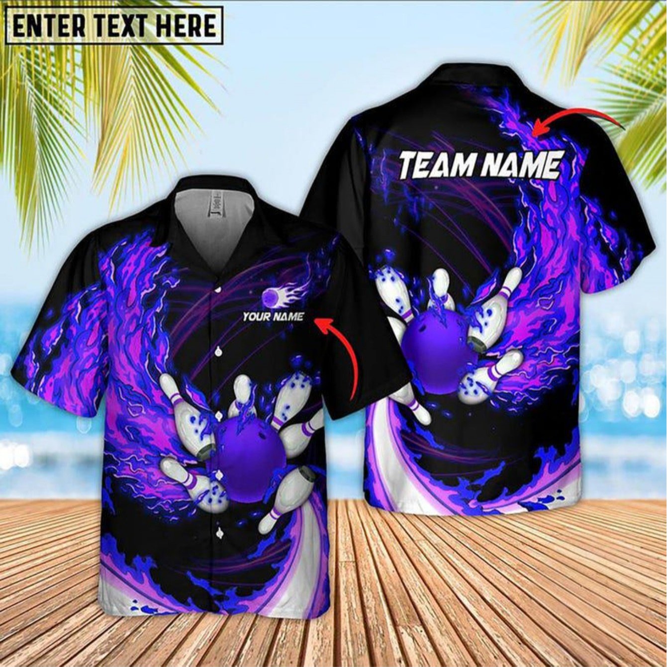 TEMU Personalized Bowling Shirt With Custom Name & Number - Bowling & Design Collar - Casual Bowling Outfit Gift For (machine Washable)